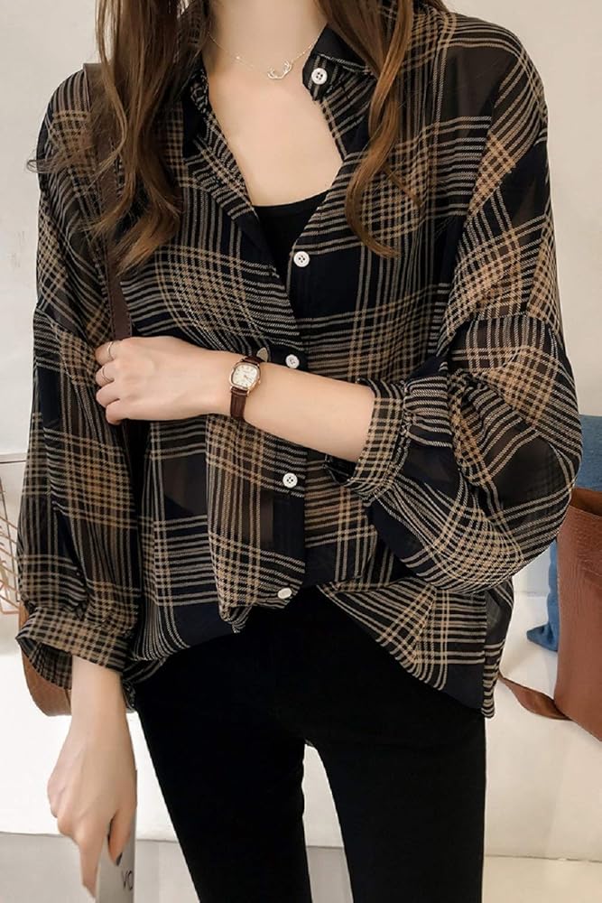 Amazon | [アスミナリ] チェックシャツ オーバーサイズ チェック